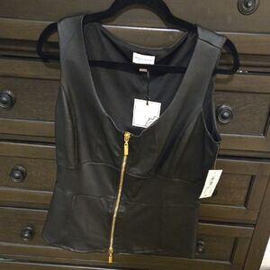 pleather vest with dual zipper
